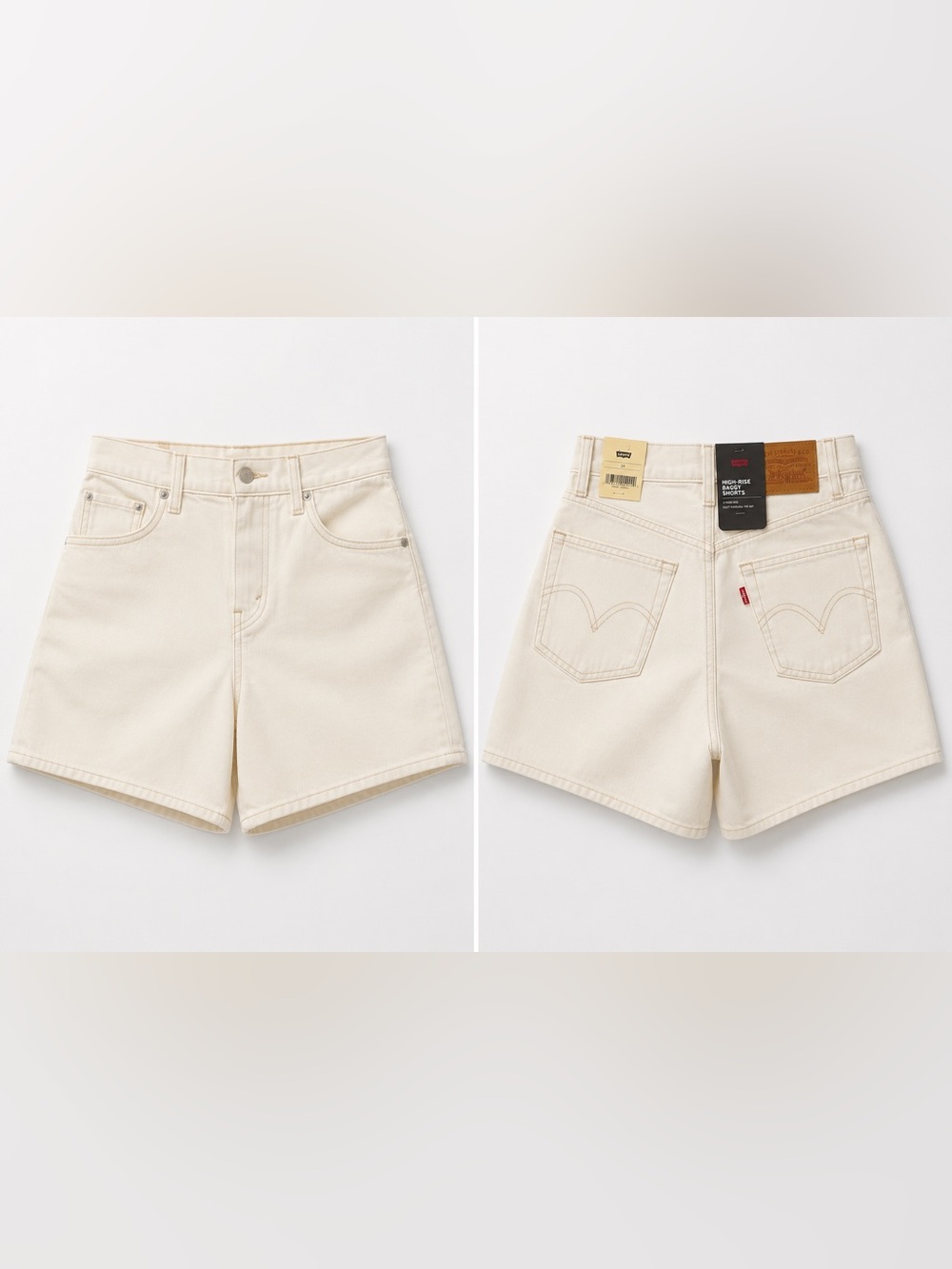 Levi's Women's Cream High-Rise Denim Shorts
